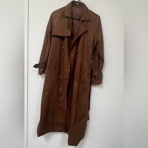 Brown Double-Breasted faux suede Trench Coat (never been worn)